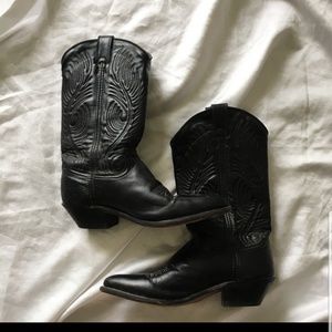 Abilene Black Leather Cowboy Boots Size 6 1/2